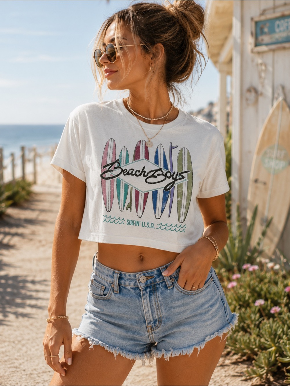 Anthropologie Letluv Beach Boys Surfboards Graphic Tee Women’s Small White